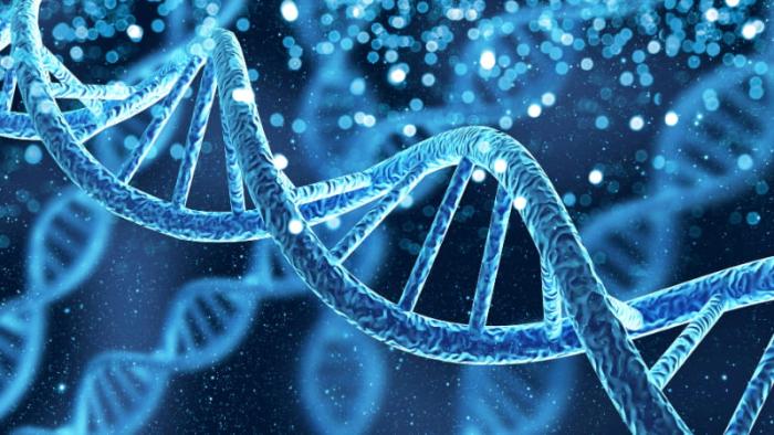 DNA helix illustration.