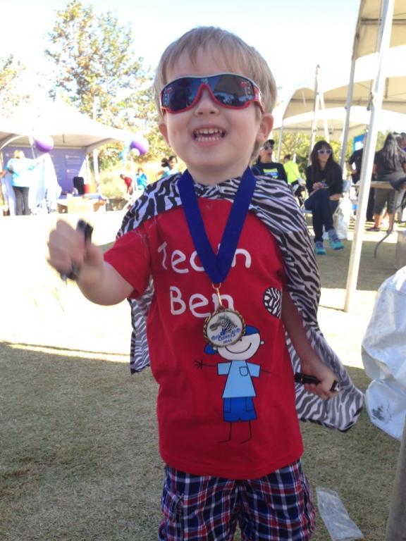 Ben crosses the finish line at the IDF Walk for PI.