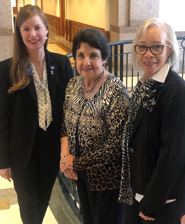 Carol Ann Demaret with Jorey Berry and Yvette Shorten at the 2023 Texas State Advocacy Workshop.