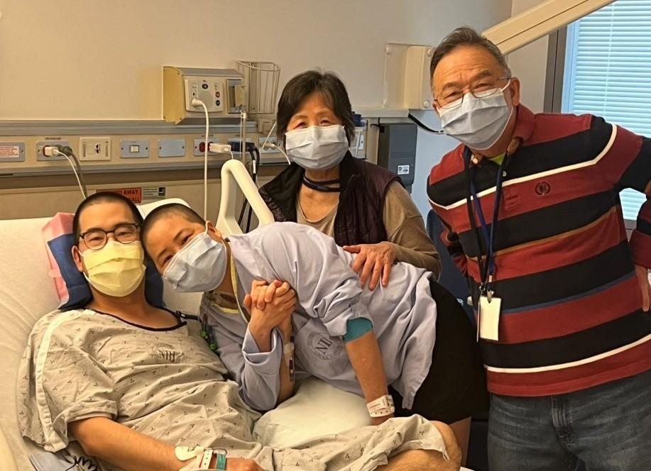 Irene Chen with family at the hospital
