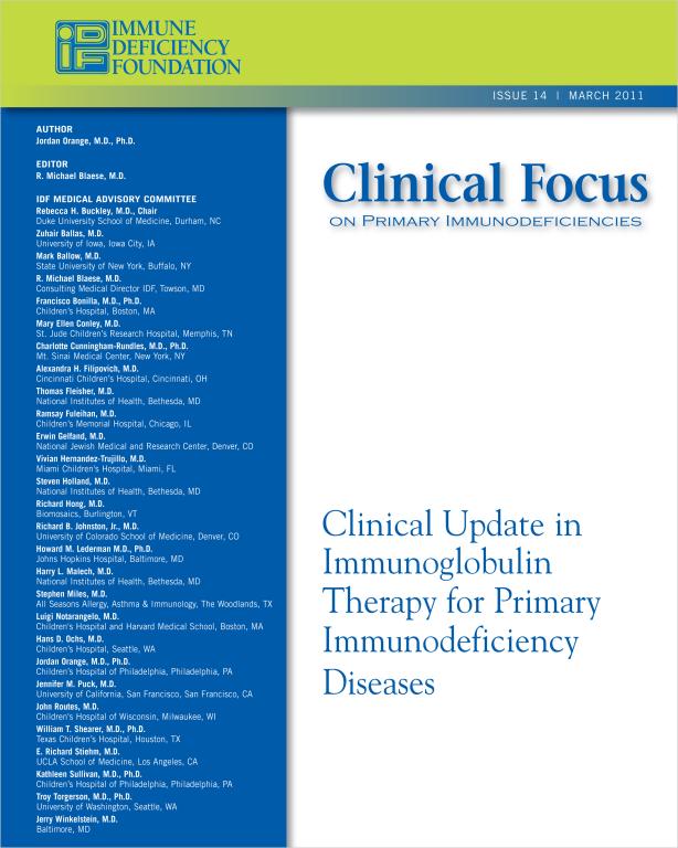 Cover of Clinical Focus: Clinical Update in Immunoglobulin Therapy for PI.