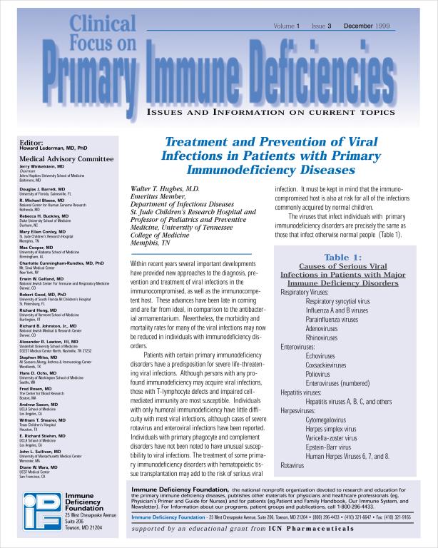 Cover of Clinical Focus: Treatment and Prevention of Viral Infections in Patients with PID.
