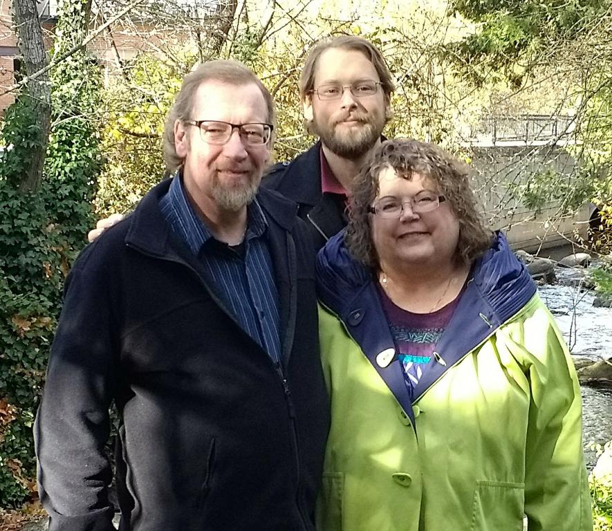 Donna Hawkins with her husband and son