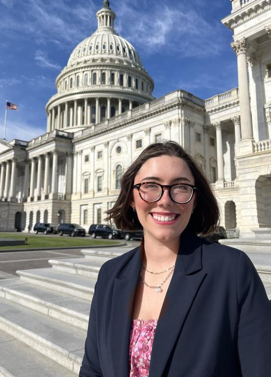 Madison Dresler stands in front of the capital