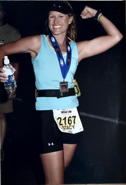 Stacy Ahearn celebrating a run