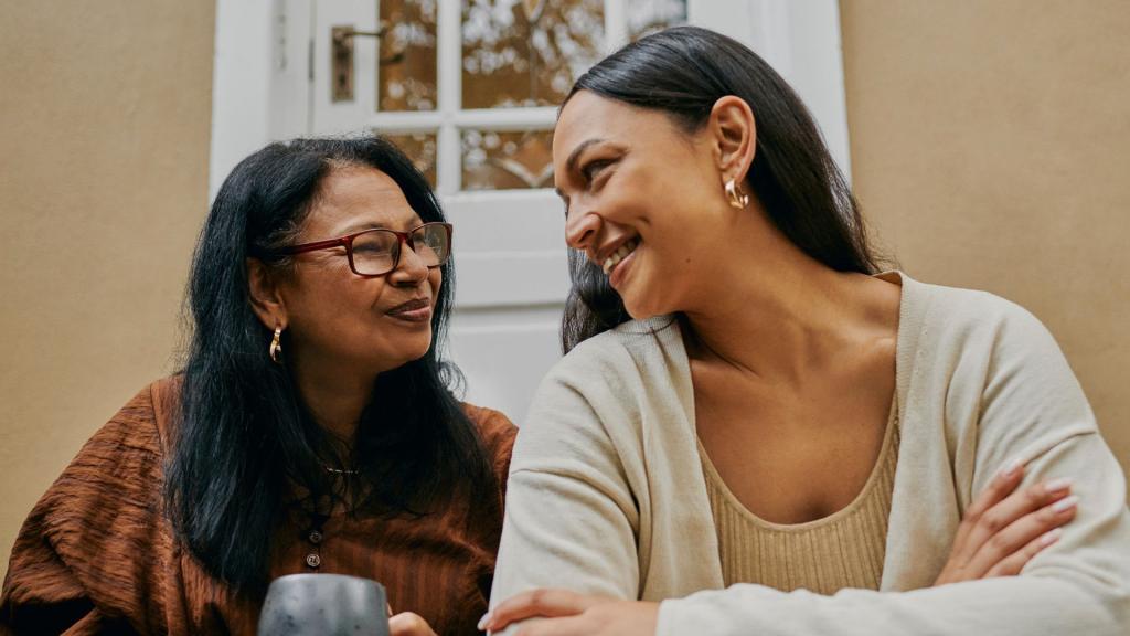 two women smiling