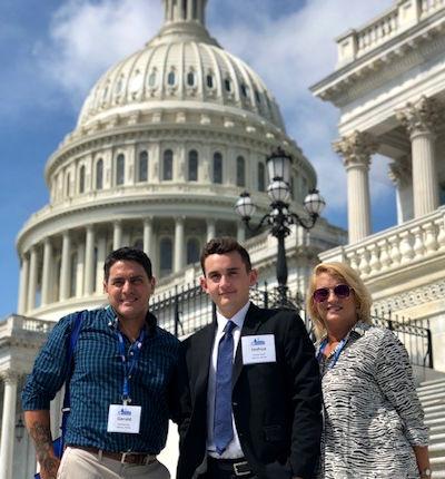 Josh Cash and his parents on Capitol Hill.