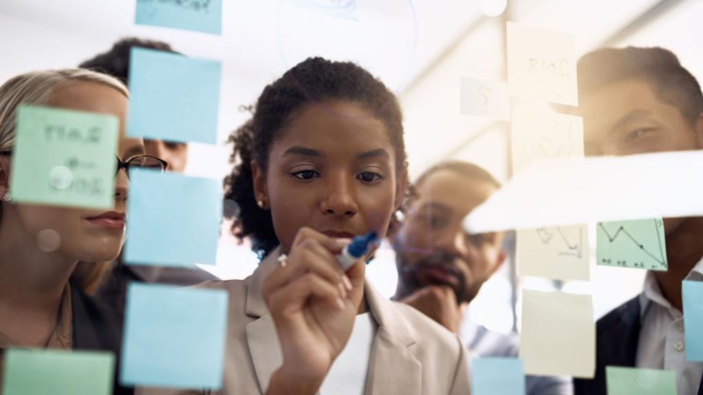 woman writing on whiteboard