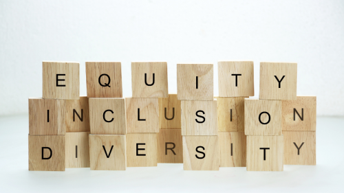 diversity, equity, and inclusion in block letters