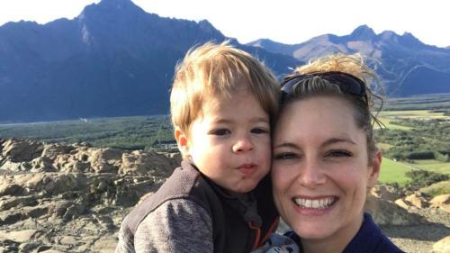 Carly Wiehe with her son Brandon on a hike.