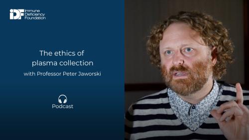Image of Peter Jaworski with text: "The ethics of plasma collection with Professor Peter Jaworski. Podcast."