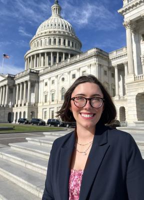 Madison Dresler stands in front of the capital
